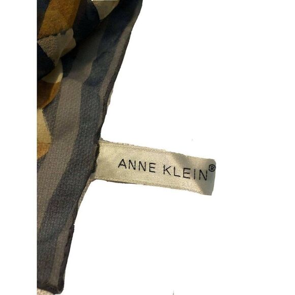 Vintage Anne Klein Fall Autumn Colors Purple Gold Geometric Print Scarf 20x20 - Picture 2 of 3